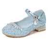 Zapatos de Princesa para Niñas, Zapatos de Tacón Alto para Niños de Primavera y Otoño, Zapatos Suaves Antideslizantes para Niños Medianos y Grandes, Zapatos para Niñas Pequeñas, Zapatos de Piel con Lentejuelas
