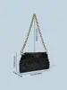 Bolsa Cuadrada de Perlas Tejida a Mano Pura Moda Nicho Negra Nueva 24 Otoño Bolso Pequeño Cuadrado de Hombro Personalizado