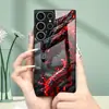 Adecuado para funda de teléfono Samsung S26ULTRA, funda protectora S24 humo rojo, funda de cristal templado A57, A07 dragón negro