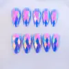 Novo Conjunto de Nail Art de Comércio Exterior com 24 Peças, Estilo Europeu e Americano, Unhas Postiças Longas em Formato de Amêndoa com Relevo Galvanizado, Atacado