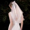 Noiva Recebe Certidão de Casamento, Véu Simples Estilo Francês, Fotografia de Estúdio, Foto de Viagem, Adereços de Foto, Adorno de Cabeça com Laço, Vestido