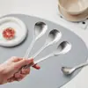 Cuchara Redonda de Acero Inoxidable 304 de Alta Calidad Liuzongli Pulida con Arena para Uso Doméstico, Cuchara para Arroz Antiadherente de Mango Largo Engrosado