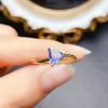 Anillo de Tanzanita Natural Popular al por Mayor de Fábrica Plata S925 Incrustado Piedra Principal 6*6 Joyería de Lujo Venta Directa de Fábrica