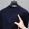 Suéter de punto Puyuan, nueva colección otoño e invierno para hombre, cuello alto medio, casual, color liso, suéter cálido como capa base