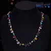 Collar Cuadrado de Circonita Colorida con Colgante de Gota de Agua, Moderno y Exquisito, Cadena Elegante para la Clavícula, Joyería de Lujo Ligero y de Alta Gama Fabricante Mayorista