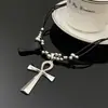 Collar Trenzado de Cuerda Resistente Punk Doble Capa Cadena para Clavícula de Chica Dulce Fresca Picante Accesorio de Nicho Cadena Fresca de Sudadera de Moda