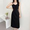 Vestido de Verão Coreano com Design Nicho, Barra Dividida, Amarração na Cintura e Alça de Amarrar para Mulheres, Elegante Francês Emagrecedor de Comprimento Médio