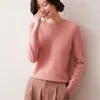 Camada Base Feminina de Cashmere Sem Costura Peça Única Gola Redonda Outono e Inverno Novo Suéter Pulôver Tricotado Manga Longa Cor Lisa Sólida