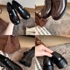 Couro de vaca completo ~ uva mãe versátil cabeça redonda pequena fivela de ouro um pedal salto grosso mocassins de couro feminino outono pequenos sapatos de couro femininos