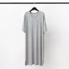 Novo Robe de Dormir Masculino de Modal para o Verão, Longo, Comprimento no Joelho, Manga Curta, Decote em V, Comprimento Médio