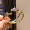 Oro Real de 18K Electrochapado Lujo Accesible Circonia Leopardo Pulsera Abierta Moderna Elegante Creativa Pulsera de Gama Alta Pulsera para Mujeres