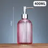 Atacado na Hora Garrafa de Álcool em Gel Leve de Luxo de Alto Valor Frasco de Loção com Padrão Vertical Frasco de Vidro Espesso para Gel de Banho Tipo Bomba