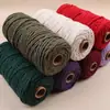 Corda de Algodão Trançada Vintage Feita à Mão de 3mm Corda de Algodão DIY Tapeçaria Corda de Fio de Algodão Grosso Acessórios de Amarração Lote de 100m Crochê
