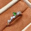 Anillo pequeño simple zafiro natural diópsido azul luz de luna redondo 3*3 vivo plata 925 incrustación simple versátil