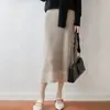 Falda de Punto de Lana Pura Nueva para Mujer Otoño/Invierno 2026, Falda Midi de Línea A con Bloques de Color Rayados