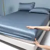 Sábana Bajera Ajustada de Tencel de Color Sólido, Pieza Única de Lyocell, Protector de Colchón Enfriador para Dormir Desnudo, Sábana de Cama de Cobertura Total, Ropa de Cama Antideslizante