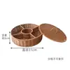 Cesta de Rattan Sintético Cesta de Armazenamento com Divisórias de Rattan com Tampa Caixa de Armazenamento de Frutas Secas e Doces para Mesa Cesta Dividida Caixa de Presente Cesta de Frutas