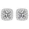 Pendientes Redondos Cuadrados de Venta Caliente en Xiaohongshu para Mujer Estilo Ins Corazón Circonita Pendientes de Seis Garras Pendientes de Copo de Nieve