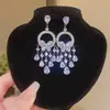 Collar Colgante de Mariposa Redonda con Zirconia, Gota de Agua y Borla de Lujo Ligero, Moda Europea y Americana, Estilo Único de Gama Alta para Mujeres