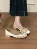 Zapatos de Tacón Grueso Elegantes con Lazo de Moda Versátiles para Mujer 2026 Nuevo Estilo Estilo Hada Combina con Faldas Zapatos de Noche para Eventos Nocturnos