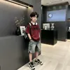 Conjunto de Verano para Niños 2026 Nuevo Conjunto de Pantalón Corto y Camiseta de Manga Corta, Estilo Delgado para Niños Mayores, Pantalones Cortos de Mezclilla de Manga Corta a la Moda, Elegantes y Modernos