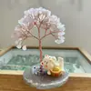 Venda Quente Transfronteiriça Cascalho de Cristal Natural Árvore da Fortuna Base de Ágata Tecida à Mão Planta em Vaso de Cristal Decoração de Carro