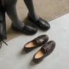 Zapatos Mocasines de Piel de Oveja con Suela Gruesa Estilo Básico para Viajar Zapatos Pequeños de Cuero JK 2026 Tacón Medio Punta Redonda Cuero Genuino Zapatos de Corte Bajo Individual para Mujer