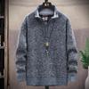 2021 outono e inverno suéter cardigan masculino engrossado quente juventude meia-idade solto plus size gola alta zíper suéter