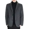 Terno Masculino de Lã Espesso Quente Dupla Face Masculino Curto de Lã Outwear Outono e Inverno Outwear de Lã com Forro de Penas