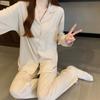 Pijamas casuales sencillos para mujer, primavera y otoño, nuevo cárdigan coreano de manga larga, traje de alta gama, ropa para el hogar al por mayor
