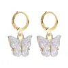 Novos brincos estilo coreano moda brincos de borboleta tridimensional de acrílico coloridos brincos pequenos frescos doces brincos coloridos