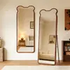 Espejo de Cuerpo Entero Giratorio, de Pie, para Uso Doméstico en Dormitorio, Moderno, Móvil, con Revistero y Almacenamiento Integrado Espejo de Montaje
