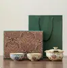 Juego de Taza de Té con Tapa para Olla de Mango de Loto de Horno Ru para Una Persona con Dos Tazas Caja de Regalo Juego de Té Souvenir