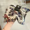 Pañuelo Cuadrado con Lazo Estilo Coreano para el Cabello, Diadema Cuadrada Vintage de Encaje y Cuadros para Mujer, Cuerda Versátil para el Cabello, Accesorio Elástico para el Cabello