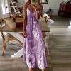 Vestido de verano europeo y americano de Wish Cross-border 2020 para mujer, ajustado, largo, con flores y tirantes.