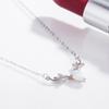 Colar Pequenos Galhos de Prata de Lei s925 Feminino Pedra da Lua Um Cervo Tem Seu Pingente Estilo Mori Coreano Moda Feminina Joias de Prata