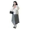 Conjunto de Ropa de Maternidad Nuevo para Primavera y Otoño 2026 Estilo Coreano Dulce Camisa Floral + Conjunto de Falda a Cuadros para Maternidad