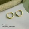 Brincos de Esmalte Verde Estilo Floresta com Esmalte Pingado, Presilhas Redondas Simples e Frescas, Brincos Modernos, Artísticos, Retrô, de Alta Qualidade