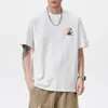 Ropa para Hombre Xintang Marca de moda estilo americano camiseta de manga corta bordada con lavado pesado para hombre, ajuste holgado de verano, cuello redondo, casual de media manga