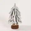 Escena navideña transfronteriza, pino cubierto de nieve blanca, agujas de pino, decoraciones de mesa para fiestas, adornos aterciopelados, decoraciones de mesa para fiestas navideñas