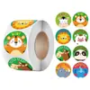 Rollo Autoadhesivo Transfronterizo de 500 Hojas de Lindas Pegatinas de Animales de Dibujos Animados 2.5cm Pegatinas Pequeñas de Tigre y Panda para Estudiantes