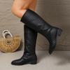 Novedad Otoño/Invierno 2026 Estilo Tejido Manga Suelta Moda Tacón Cuadrado Botas Altas Rectas Moda Versátil Punta Puntiaguda Botas Largas para Mujer
