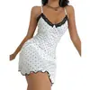 2025 Novo Camisola com Estampa de Coração Slim-Fit Estilo Menina Roupa de Dormir Feminina Renda Puro Desejo Roupa de Casa Moda