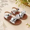 Sandalias Brillantes para Niña con Moño Suela Suave Antiderrapante Velcro Estilo Princesa Verano Zapatos de Playa para Niños