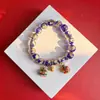 Pulsera de Cristal con Lámina de Oro Primavera 2024 Estilo Étnico Literario Hecha a Mano Año del Dragón Pareja Pulsera Retro Mayoreo