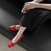 Sapatilhas de Couro Bovino Lavado Super Macio Camada Superior 2025 Outono Bico Redondo Laço Couro Genuíno Boca Rasa Sapatos de Fada