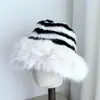 Chapéu de Pescador Retro Estampa de Leopardo 2025 Inverno Aconchegante Quente Pelúcia Falsa de Vison Chapéu para Mulheres Estilo Coreano Tendência Versátil Chapéu Balde
