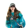 Moletom Esportivo Americano Popular de Manga Longa para Mulheres Primavera e Outono Ins Girl Coreana Desenho Animado Redutor de Idade Solto que Cobre a Carne Top Tendência