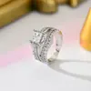 Anillo de estilo europeo y americano transfronterizo, diseño geométrico hueco con incrustación de circonita, anillo de banda simple, anillo de índice de alta gama para mujer