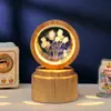 Bola de Cristal Transfronteiriça Base Giratória com Textura de Madeira Luminária Noturna Brilhante Lâmpada do Céu Estrelado 3D Decoração de Mesa Presente Criativo de Feriado